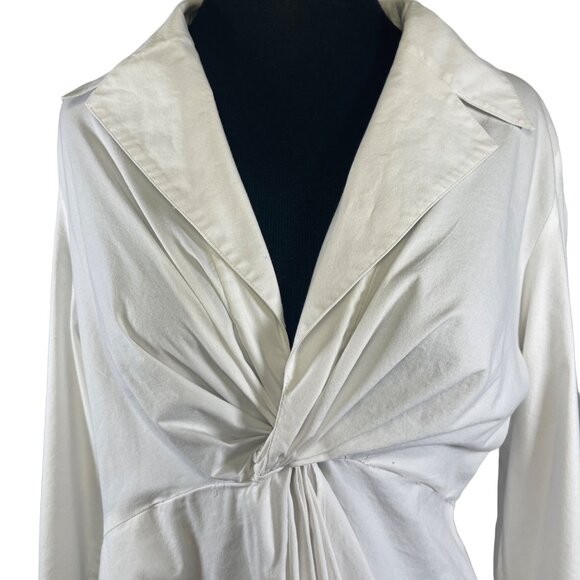 INC International Concepts Womens Size 14 Twist Front Blouse White - Picture 2 of 11